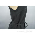 Black Sexy Veste senza manicotto a V-Neck Slip.